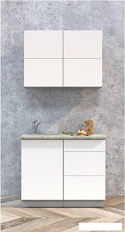 Кухня Интерлиния Мила Матте 1.0 А (белый/белый/кастилло темный)