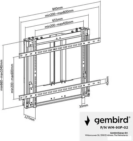 Кронштейн Gembird WM-90F-02