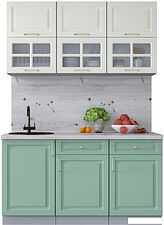 Готовая кухня Интерлиния Мила Шато 1.5Б (белый/мята/бискайская сосна)