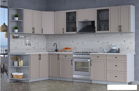 Готовая кухня Интерлиния Тренд 1.7x3.2 левая (луна/луна/бискайская сосна)