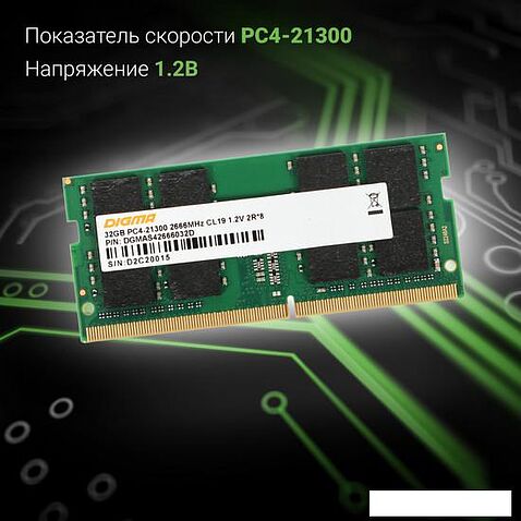 Оперативная память Digma 32ГБ DDR4 SODIMM 2666 МГц DGMAS42666032D