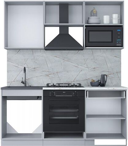 Готовая кухня Интерлиния Мила Лайт 1.8 ВТ (персидский жемчуг/дуб веллингтон/серый каспий)