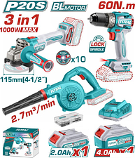 Total TOSLI241192 (шуруповерт, болгарка, воздуходувка, 2 АКБ)