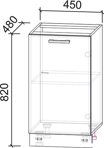 Шкаф напольный Интерлиния Компо НШ45р-1дв (дуб венге)