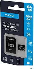 Карта памяти Maxvi microSDHC 64GB Class 10 UHS-I (1) MSD64GBC10V10 Карта памяти Maxvi microSDHC 64GB Class 10 UHS-I (1) MSD64GBC10V10