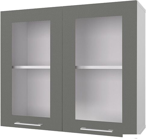 Шкаф навесной Горизонт Оптима 80 Витрина (холст вулкан) Шкаф навесной Горизонт Оптима 80 Витрина (холст вулкан)