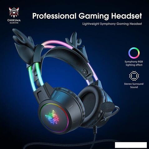 Наушники Onikuma X15 Pro Deer Ears (черный)
