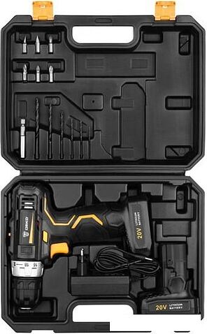Дрель-шуруповерт Deko GCD20DU3 SET 4 063-4144 (с 2-мя АКБ, кейс, набор оснастки)