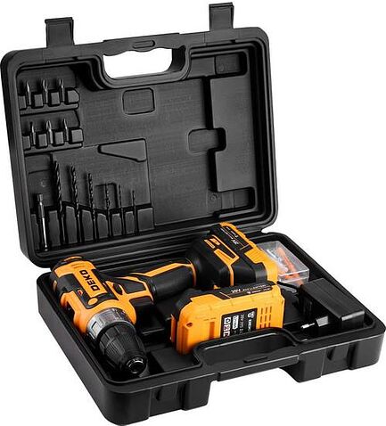 Дрель-шуруповерт Deko DKCD20V 080-1002 (с 2-мя АКБ, кейс, оснастка)