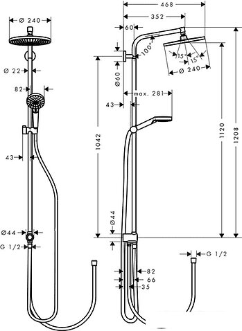 Душевая система Hansgrohe Crometta S 240 1jet 27270000
