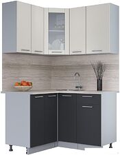 Готовая кухня Интерлиния Мила 12x13 (персидский жемчуг-антрацит-травертин серый)