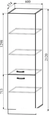 Шкаф-пенал ДСВ Тренто ПН 600 левый (серый/серый)