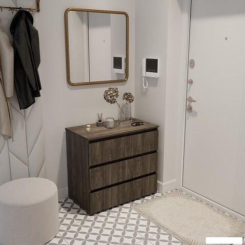 Комод Кортекс-мебель Бари 80 3ш (орех элия/орех элия/орех элия)