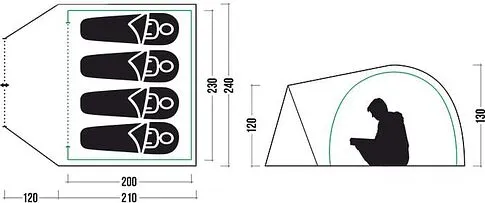 Треккинговая палатка Jungle Camp Toronto 4 (зеленый)