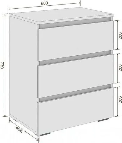 Комод Кортекс-мебель Бари 60 3ш (береза/береза/дуб сонома)