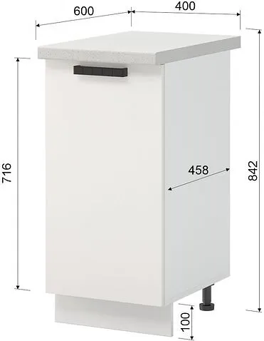 Шкаф напольный Mio Tesoro Пасадена ШН 400 со столешницей (белый/белый бриллиант/антарес)