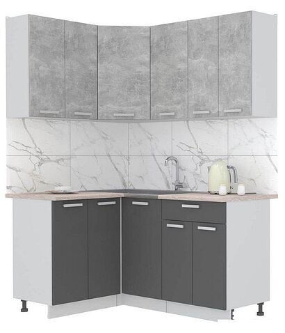 Готовая кухня Интерлиния Мила Лайт 1.2x1.6 (бетон-антрацит-травертин)