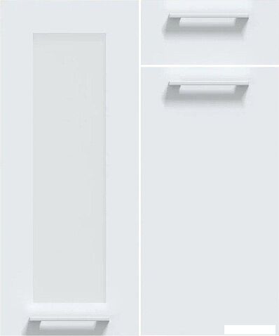 Готовая кухня Интерлиния Мила Gloss 2.55-ПМ3 (белый/белый/серый каспий)