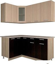 Готовая кухня Интерлиния Мила 12x17 (дуб молочный/дуб венге)