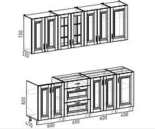 Готовая кухня Интермебель Бостон-7 2.2 без столешницы (акация белая/акация графит)