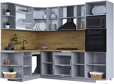 Готовая кухня Интерлиния Тренд 1.68x2.6 ВТ левая (пепел/пепел/опал светлый)