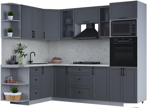 Готовая кухня Интерлиния Тренд 1.68x2.6 ВТ левая (пепел/пепел/опал светлый)