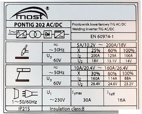 Сварочный инвертор Most Pontig 202 AC/DC