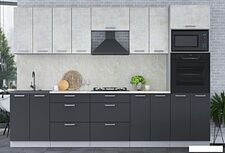 Готовая кухня Интерлиния Мила Лайт 3.0 ВТ (бетон лайт/антрацит)