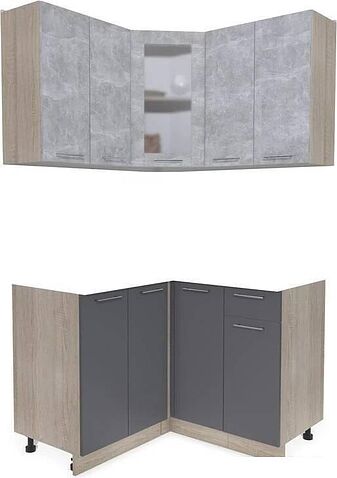 Готовая кухня Интерлиния Мила 12x12 без столешницы (бетон/антрацит)