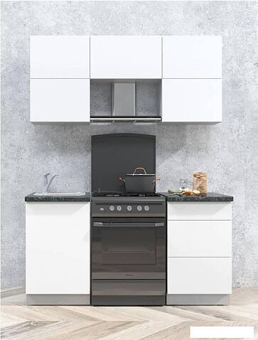 Готовая кухня Интерлиния Мила Матте 1.6 Б (белый/белый/кастилло темный)