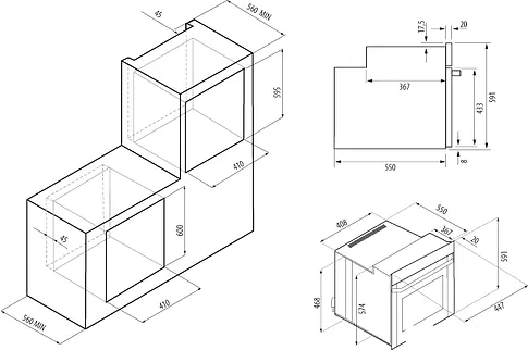 Электрический духовой шкаф Krona Marmo 45 BL