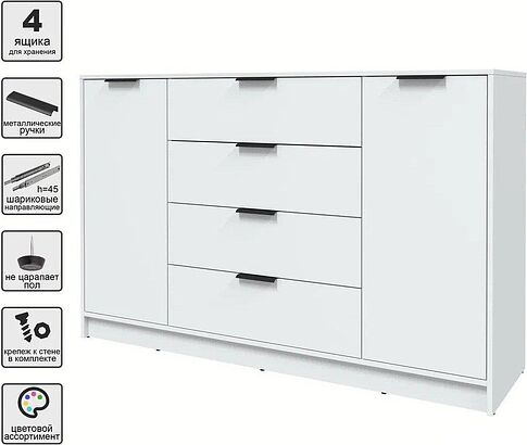 Тумба Интерлиния Концепт КТ-Т160 (белый платинум/белый платинум)