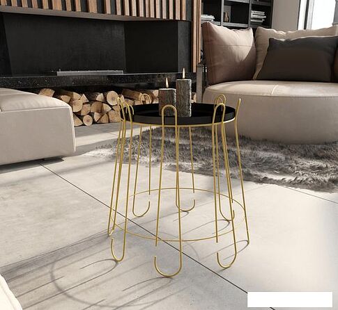 Журнальный столик Sheffilton SHT-CT6 (золото/черный муар)