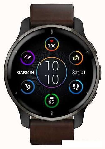 Умные часы Garmin Venu 2 Plus (черный/коричневый)
