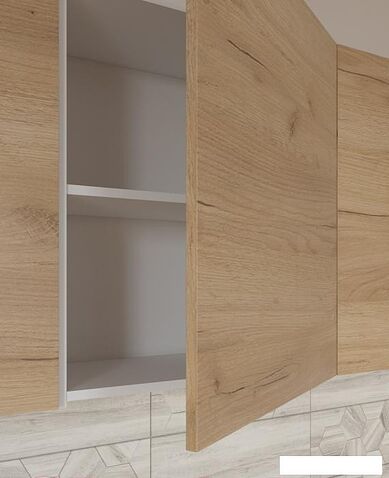 Готовая кухня Интермебель Микс Топ-22 2x1.42м правая (дуб каньон-вудлайн кремовый-венато)