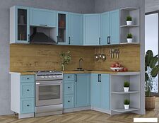 Готовая кухня Интерлиния Тренд 1.5x2.2 правая (океан/океан/дуб бунратти)