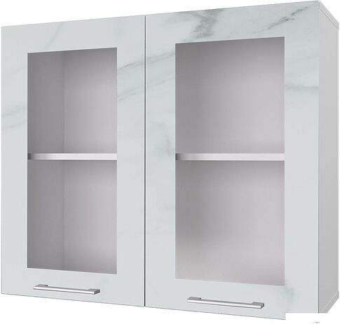 Шкаф навесной Горизонт Оптима 80 Витрина (мрамор арктик)