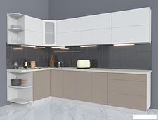 Угловая кухня Интерлиния Мила Матте 1.5x3.0 А левая (белый/луна/опал светлый)