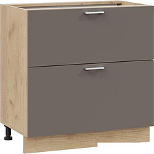 Шкаф напольный Трия Габриэлла 1Н8Я2 с двумя ящиками (дуб крафт золотой/муссон)