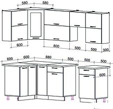 Угловая кухня Интерлиния Мила Gloss 50-12x24 (ваниль/асфальт глянец)