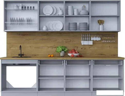 Готовая кухня Интерлиния Мила Шато 2.7А (белый/белый/кастилло темный)