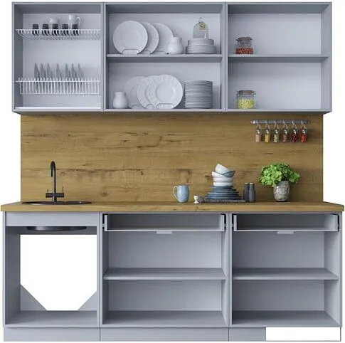 Готовая кухня Интерлиния Мила Шато 2.1А (индиго/индиго/опал светлый)