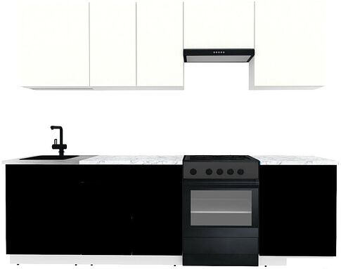 Готовая кухня ВерсоМебель Эко-2 2.6 (белый фасадный/черный/ст.мрамор итальянский)
