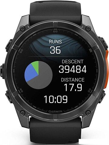 Умные часы Garmin Fenix 8 51мм (серый, черный силиконовый ремешок)