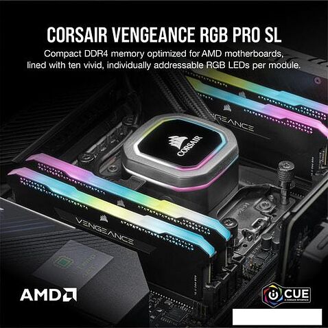 Оперативная память Corsair Vengeance RGB PRO SL 2x16GB DDR4 PC4-28800 CMH32GX4M2D3600C18