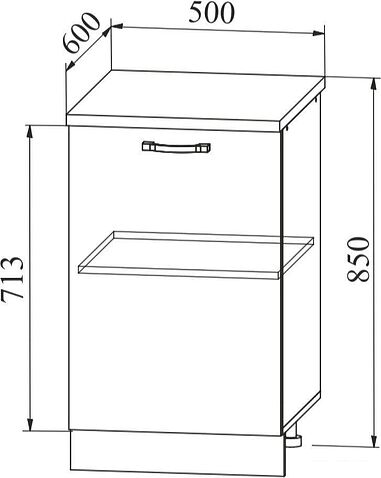 Шкаф напольный ДСВ Тренто С 500 правый (серый/белый)
