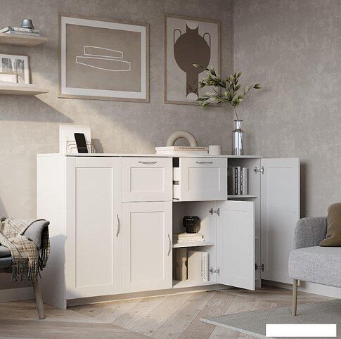 Тумба Mio Tesoro Сириус 4 двери и 2 ящика 156x95 2.02.03.300.1 (белый)