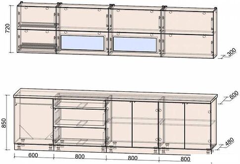 Кухня Интерлиния Мила Матте 3.0 А (белый/мята/опал светлый)
