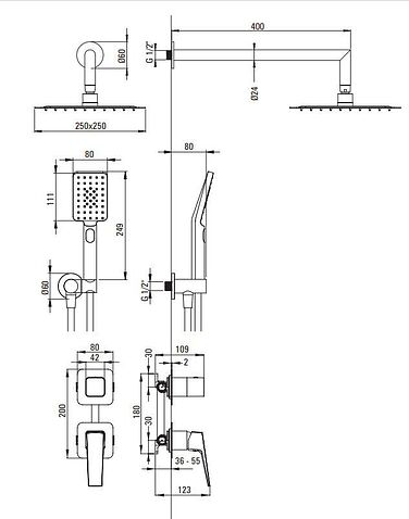 Душевая система  Deante Blur NQL 09YK
