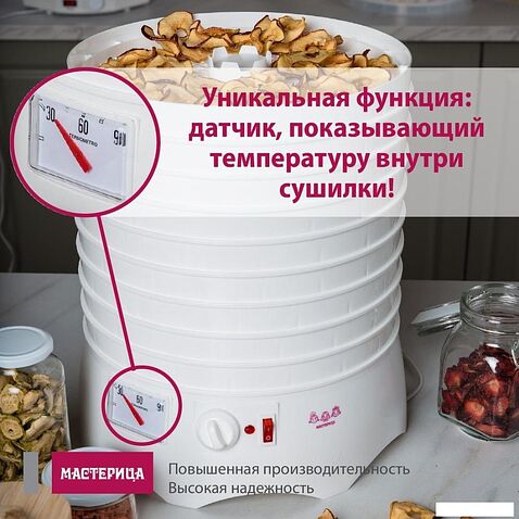 Сушилка для овощей и фруктов Мастерица EFD-0602VM (6 белых поддонов + 2 прозрачных поддона + поддон для пастилы)